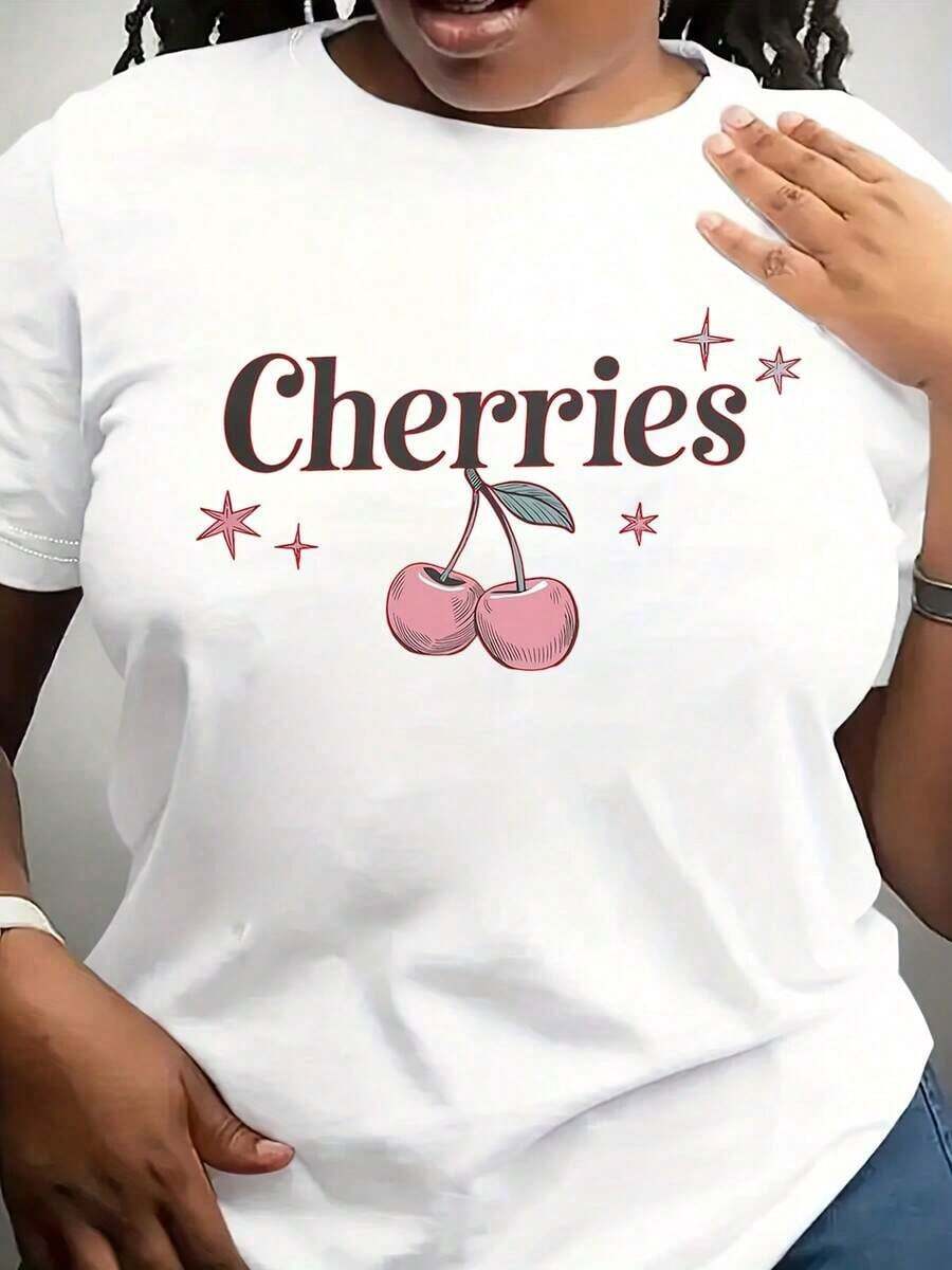 Camiseta Moderna Minimalista de Cerezas, Vintage, Camiseta Vintage de Cerezas, Regalo para Amantes de las Cerezas, Camiseta de Cerezas, Camiseta Retro de Cerezas, Casual para el día a día - Blanco - Ver 1
