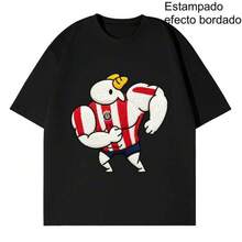 Camisetas Pareja  con Cabra Musculosa, Estampado Efecto Bordado (No Real) - Negro - Ver 6