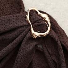 YijiaNvz   Nuevo vestido elegante y sexy de primavera/verano para citas, de cuello alto, con hebilla metálica, fruncido y sin mangas, de silueta ajustada para mujeres - Verde oscuro - Ver 5