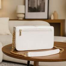 Women's Small Crossbody Bag With Side Chain Strap And Pocket, Compact, Stylish, Everyday New Arrival - White - View 3