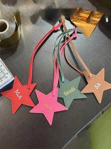 1個個性化姓名或字母星星PU皮革女用行李箱吊飾，字母五角星包包掛飾禮物 - 彩色 - 查看 3