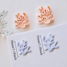 2pcs/Set Coral Shaped Polymer Clay Cutters For Earrings & Jewelry Making, Summer Ocean Series Soft Pottery Clay Molds For Pendant & Necklace Decoration Handmade, Embossing Coral Reef Earring Cutter Set - Beige - View 13