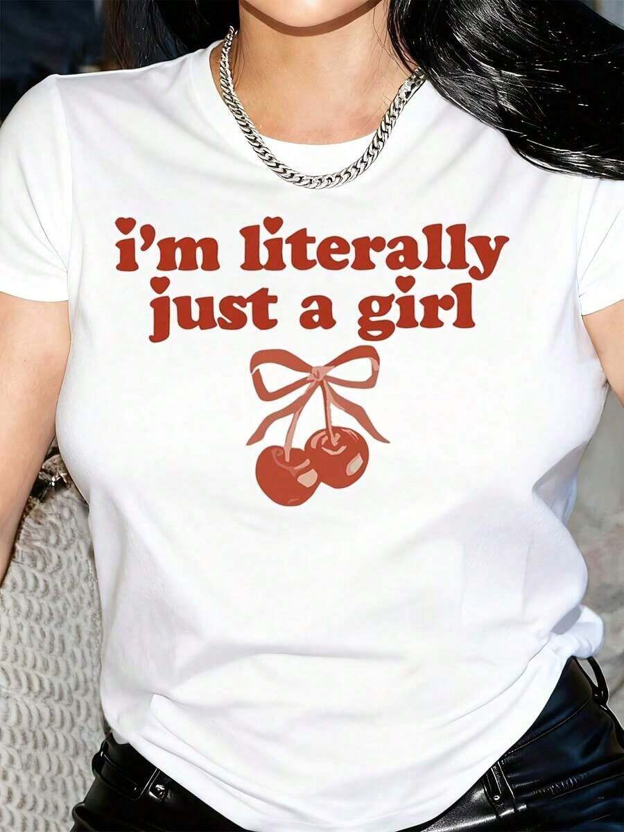 I'm Literally Just A Girl's T-Shirt, I'm Just A Valentine's Day T-Shirt For Girls, A Cute And Flirty T-Shirt, Gifts For Her, A Gift For A Girlfriend. - 白色 - 查看 1