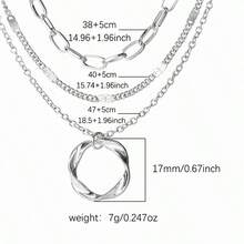 Dây chuyền bạc 925 nhiều lớp vòng Mobius, thiết kế phân tầng sang trọng, dây chuyền xương quai xanh, đa năng đeo hàng ngày - Bạc - Xem 3