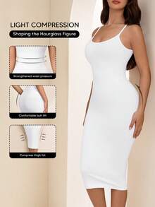 Suprenx Đầm định hình không đường may dành cho nữ, đầm ôm sát nâng eo và bụng, đồ định hình nén thoải mái. - trắng - Xem 3