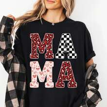Mama T Shirt, Gift for Mom, Valentines T Shirt, Leopard Print Mama Shirt, Cute Mama Shirt, Birthday Gift for Mom, Mother's Day Gift Idea.JPG - Negro - Ver 1