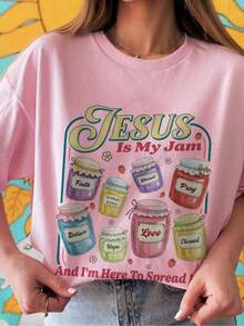 Camiseta Jesus Is My Jam, Camiseta para Mujeres Cristianas, Camiseta de Fe - Rosa - Ver 6