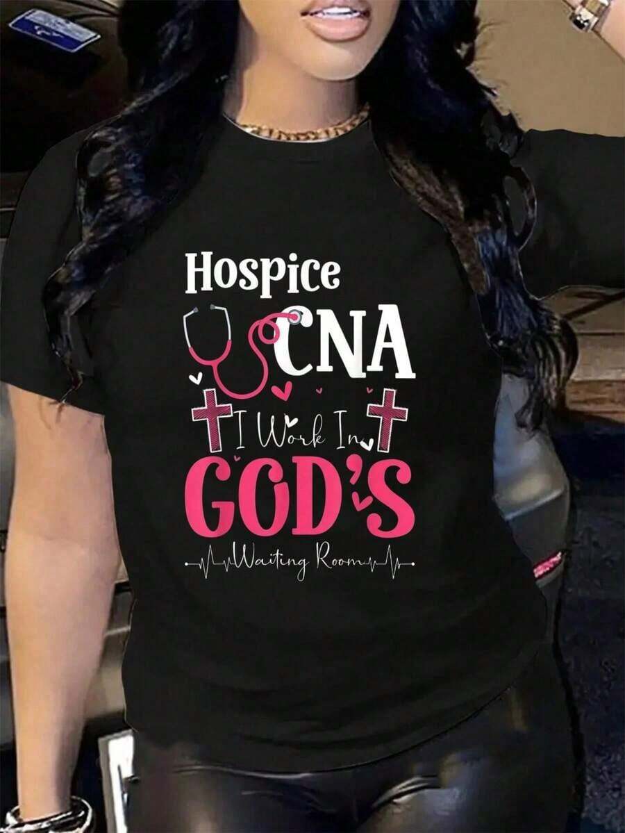 Camiseta 100% Algodón para Asistente de Enfermería Certificado en Hospitales y Cuidados de Domicilio, para Hombre y Mujer, Suave y Transpirable, Estilo Clásico, Moda de Verano, Estampada, de Manga Corta - Negro - Ver 1