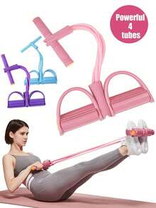 1pc Multifunctional Pedal Resistance Band With Handle, Portable Home Yoga Fitness Elastic Pull Rope, Sit-Up Assist Trainer, Suitable For Abdominal And Leg Exercises, Shoulder And Back Stretching, For Adults - Blue - View 7