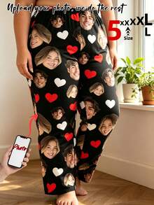Personalized Women's Pajamas, Customizable Photo, Plus Size Friendly, Holiday Gift, Custom Message, Home Wear, Breathable Lightweight Pajamas - Multicolor - View 2