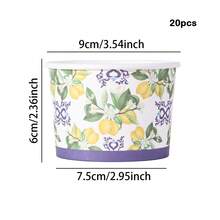 10/20/40 piezas, vasos desechables para helado con estampado de limón y flores vintage, cuencos de papel estilo mediterráneo para aperitivos, vajilla de grado alimenticio de 9 onzas reforzada, ideal para fiestas de cumpleaños, despedidas de soltera, picnics en el jardín y eventos con temática de verano - Multicolor - Ver 11