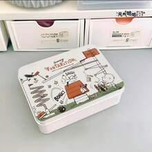 SNOOPY 1個史努比美式復古收納鐵盒，文具盒、扭蛋收納盒、大容量計畫本盒、卡片盒，適合粉絲、家人和朋友的小禮物，情人節禮物、新年禮物、復活節禮物 - 彩色 - 查看 5