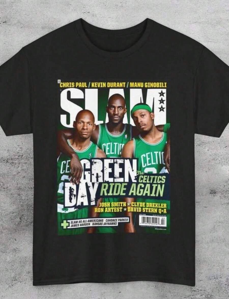 Camiseta Unisex Celtics Slam Kevin Garnett Ray Allen Paul Pierce - Negro - Ver 1