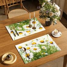 1 pieza Mantel individual de lino con estampado floral, tapete para desayuno, posavasos de café, base para tazón, accesorio de cocina, fácil de limpiar, apto para el hogar, restaurante, decoración del comedor, regalo festivo, regalo para amigos, juego de múltiples piezas - Multicolor - Ver 9