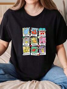 Camiseta Casual Unisex con Estampado de Personajes de D R S Euss y Títulos de Libros, Cuello Redondo, para la Temporada Navideña, Fiestas Divertidas y como Idea de Regalo. Lavable, Opción Casual para Uso Diario, Fiestas y Regalos. - Negro - Ver 7