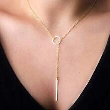 1 Stück Luxus Gold/Silber Geometrisch Quaste Halskette, langanhaltend und nicht verblassend, geeignet für Büro, Party, Urlaub, Valentinstag Geschenk für Damen/Herren - Verschiedenfarbig - Übersicht 3