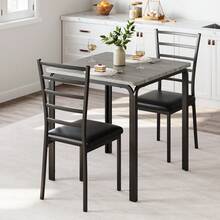 3-Piece Kitchen Table Chair Set, Indoor Modern Dinette Set for 2, Square Dinner Table Set with 2 Upholstered Chairs for Dinette, Breakfast Small Space - grau - Übersicht 2