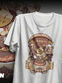 Camiseta blanca de manga corta con diseño de gato de dibujos animados, camiseta blanca de manga corta que absorbe la humedad, transpirable y sin opresión, estilo unisex adecuado tanto para hombres como para mujeres, cuello redondo, 180G% algodón, cómoda y suave, adecuada para todas las estaciones, para regalar en festivales |   Diseño exquisito |   Suelto y cómodo |   Fácil de combinar | - Blanco - Ver 8