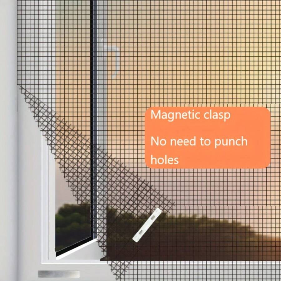 1 Set Tamaño Ajustable Alta Transpirabilidad Sin Perforación Pantalla Magnética para Mosquitos, Autoadhesiva Fácil Instalación Diseño a Prueba de Insectos