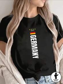1 camiseta de manga corta de poliéster, decorada con la bandera alemana y un patrón de estrellas, ligera y duradera, adecuada para uso casual en casa o en restaurantes, cómoda y ajustada para el uso diario, 100% algodón de 180g. - Blanco - Ver 6