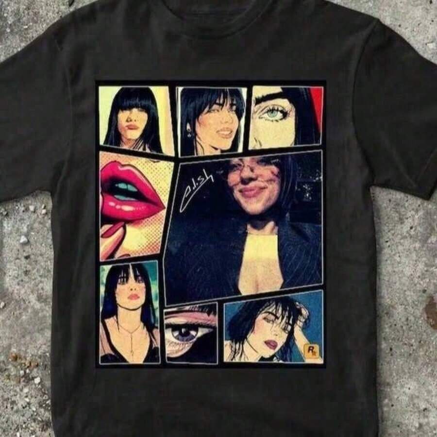 Camiseta de la gira deúsica Q01, camiseta de para fans, regalo para fans, ropa urbana, camiseta de manga corta con estampado personalizado para hombre, cómoda y transpirable, estilo veraniego. - Negro - Ver 1