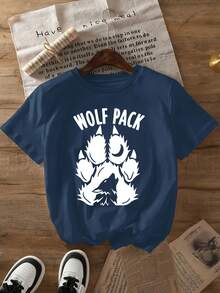 Camiseta de mujer con la inscripción "WOLF PA", diseño de huella de lobo, ropa de primavera/verano 2026, camiseta de manga corta de algodón puro a la moda para mujer, elegante camiseta de manga corta de algodón puro para fiesta 1409, tops para salir de noche para mujer. - Blanco - Ver 10