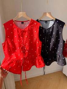 2 piezas Blusas de verano de moda 2026 para mujeres, para vacaciones, primavera, Día de San Valentín, salir, verano, primavera, Día de San Valentín, carnaval, playa, fiesta de cumpleaños, boda, salir.Top sin mangas rojo, top sin mangas rosa, - Multicolor 4 - Ver 6