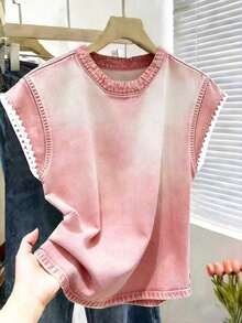Nueva camiseta de manga corta con bloques de color y rayas, ropa de primavera/verano - Multicolor - Ver 1