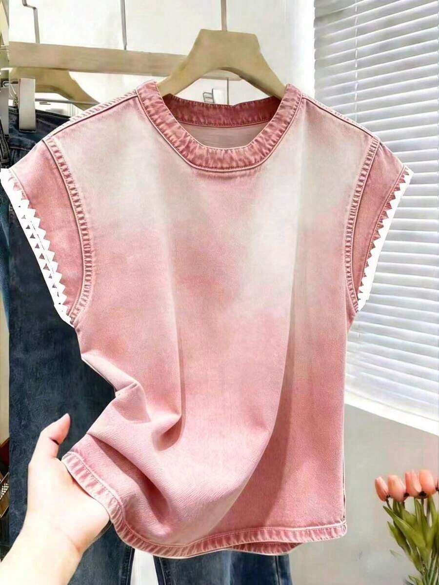 Nueva camiseta de manga corta con bloques de color y rayas, ropa de primavera/verano - Multicolor - Ver 1