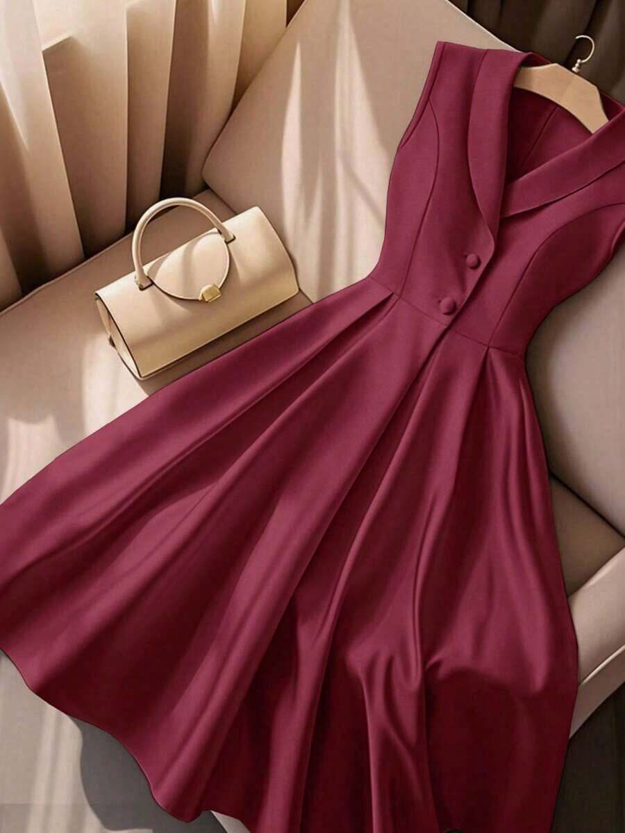 Vestido de Body ceñido sin mangas con cuello vuelto en color verde menta para mujer, ideal para el verano - Rojo violeta - Ver 1
