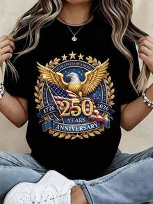 Camiseta de Mujer con Diseño de Águila y Bandera Americana para el 250º Aniversario del Día de la Independencia de EE. UU. 1776 2026 Estados Unidos de América Camiseta Gráfica de 250 Años de Aniversario para Celebraciones Patrióticas y Eventos Nacionales playeras de mujer - Negro - Ver 7