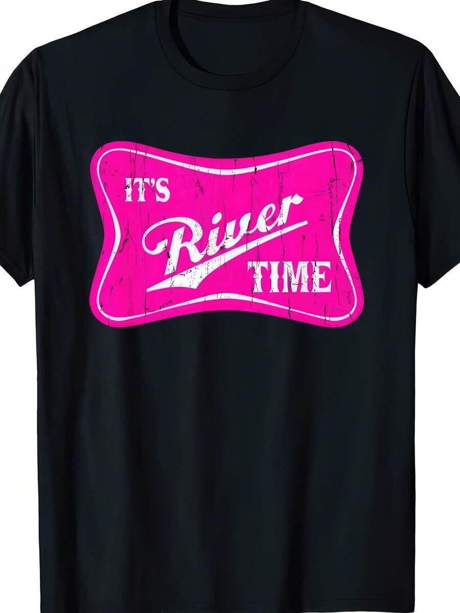 Camiseta Riverfront Time, Edición Verano River Life, Camiseta de Navegación en Lago para Mujer, Ropa Casual Unisex para Uso Diario, Ropa Urbana de Moda Verano 2025, Camiseta Estampada Casual Cómoda de Alta Calidad, 100% Algodón 220g - Negro - Ver 1