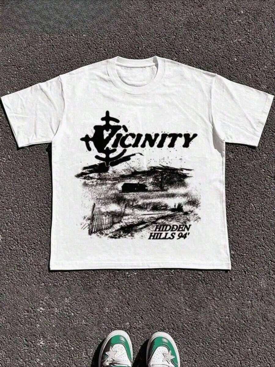 Camiseta de Talla Grande para Hombre, Estilo Coreano, Vintage, con Estampado Gráfico Y2k, Casual, Cuello Redondo, Manga Corta, para Salir, Regalo, Verano, Unisex, Tallas Grandes para Hombre L-3XL 4XL 5XL - Blanco - Ver 1