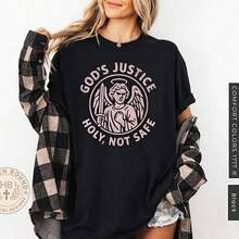 short-sleeveCamiseta "La Justicia de Dios", Camiseta vintage cómoda100% Cotton - Negro - Ver 6