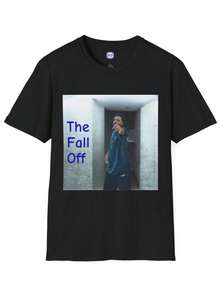 Camiseta unisex, camiseta J Cole Fall Off, ropa de mujer, blusas de mujer, tops de mujer, camisetas de mujer, atuendo casual diario, corte regular, combinación diaria, estampado gráfico, estilo deportivo casual, atuendo casual diario, corte regular, combinación diaria, estampado gráfico, estilo deportivo casual. - Negro - Ver 1