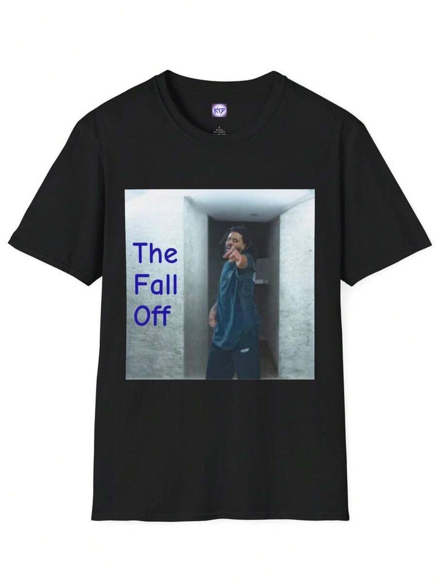 Camiseta unisex, camiseta J Cole Fall Off, ropa de mujer, blusas de mujer, tops de mujer, camisetas de mujer, atuendo casual diario, corte regular, combinación diaria, estampado gráfico, estilo deportivo casual, atuendo casual diario, corte regular, combinación diaria, estampado gráfico, estilo deportivo casual. - Negro - Ver 1