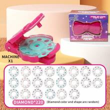 1 Set Bow Rhinestone Sticker Machine, Comes With 22 Random Shapes And Colors Of Rhinestone Stickers, Designed For Girls. DIY Diamond Sticker Machine, Pink Color Scheme, Serves As Both A Toy And A Stylish Desktop Decor. Children's Handmade DIY Toy, Girls' Intellectual And Creative Sticker Maker, Educational Handicraft Toy Gift For Birthday, Bachelorette Party DIY, Parent-Child Interactive Intelligence Toy Suitable As Party Favor - Multicolor - View 3