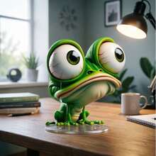 1pc Cute Creative Flat Acrylic Printed Funny Frog Home Living Room Entryway Desktop Ornament Decoration Gift - A - View 7