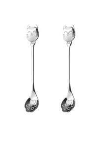 1pc/2pcs/4pcs/6pcs/8pcs Premium Stainless Steel Spoons, Multi-Color Spoons, Creative Cartoon Lucky Cat Smiling Face Paw Spoons, Coffee Stirring Spoons, Dessert Spoons, Cat Paw Strainer Spoons, Suitable For Kitchen, Restaurant, High-End Hotel - Gold and Silver - View 16