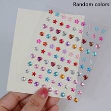 1 Sheet Colorful Star Flower Heart Glitter Rhinestone Face Stickers, Shiny Bow Shaped Stickers, Self-Adhesive Gemstone Diamonds For Face,Eyes, Makeup Tattoos For Women, Girls ,Concert Look - Multicolor - View 17