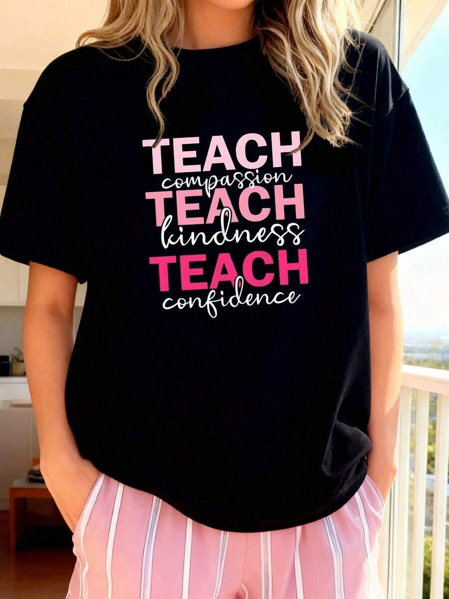 1 Funny Women's T-Shirt With Family Slogan - You Care Who Doesn't Love Me! Damn, Not Even My Own Family Loves Me! Soft And Breathable, 100% Relaxed Fit, Casual Short-Sleeve Crew Neck T-Shirt For Spring, 180g, 100% Cotton. - 黑色 2 - 查看 1