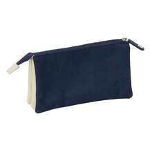 | Rectangular Pencil Case El Pulpo With Elastic Back Strap School Organizer With 1 Compartment And Zipper, Back To School - Triple - Beige - View 3