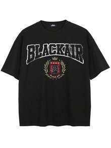 Camiseta de manga corta con estampado gráfico retro para hombre, estilo vintage Y2K, informal, urbana, para la calle. - Negro - Ver 2