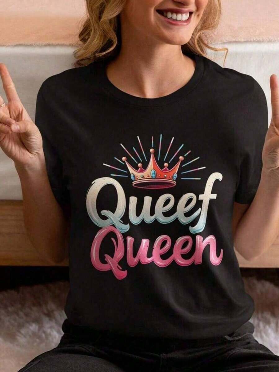Women's Christmas T-Shirts, Funny Holiday T-Shirts, New Year's T-Shirts With Loving And Humorous Prints For Adults, 100% Cotton, Graphic Printed T-Shirts For Women, Casual Round Neck Short Sleeve T-Shirt, 1 Piece, Fashionable T-Shirt, Breathable And Comfortable. - 尷尬襯衫009 - 查看 1
