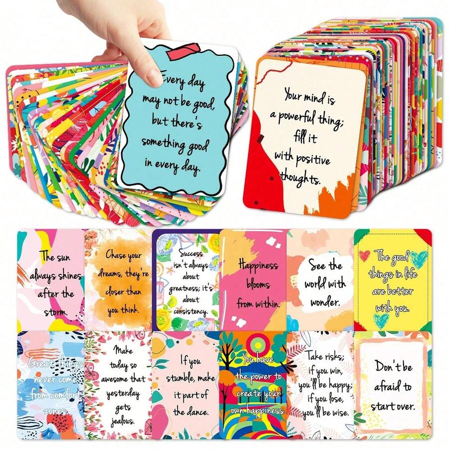 50pcs Positive Inspirational Motivational Cards, Thank You Cards, Encouragement Cards For Friends, Colleagues, Employees, Perfect For Lunchbox Daily Inspiration - A - View 1