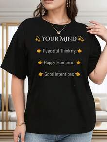 Talla - Camiseta Casual de Talla para Mujer - Diseño Geométrico y Pensamientos Positivos, con texto que transmite ideas orientadas a la paz, recuerdos felices e intenciones buenas - Cuello redondo elástico, cómoda para todas las estaciones - Un regalo único para ella, camiseta de mujer, ropa inspiradora, camiseta con texto motivador, top de tela suave, camiseta para uso diario, camiseta motivadora, camiseta duradera, camiseta cómoda, ropa inspiradora - Camiseta de manga corta de algodón holgada unisex de estilo urbano vintage con cuello redondo - Negro - Ver 7