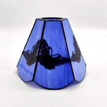 1pc Blue Butterfly Pattern Colored Glass Lamp Shade, Diameter 4cm Top, 15cm Bottom, For Table Lamp, Pendant Light, Wall Light, Ceiling Light Replacement - Style C - View 3