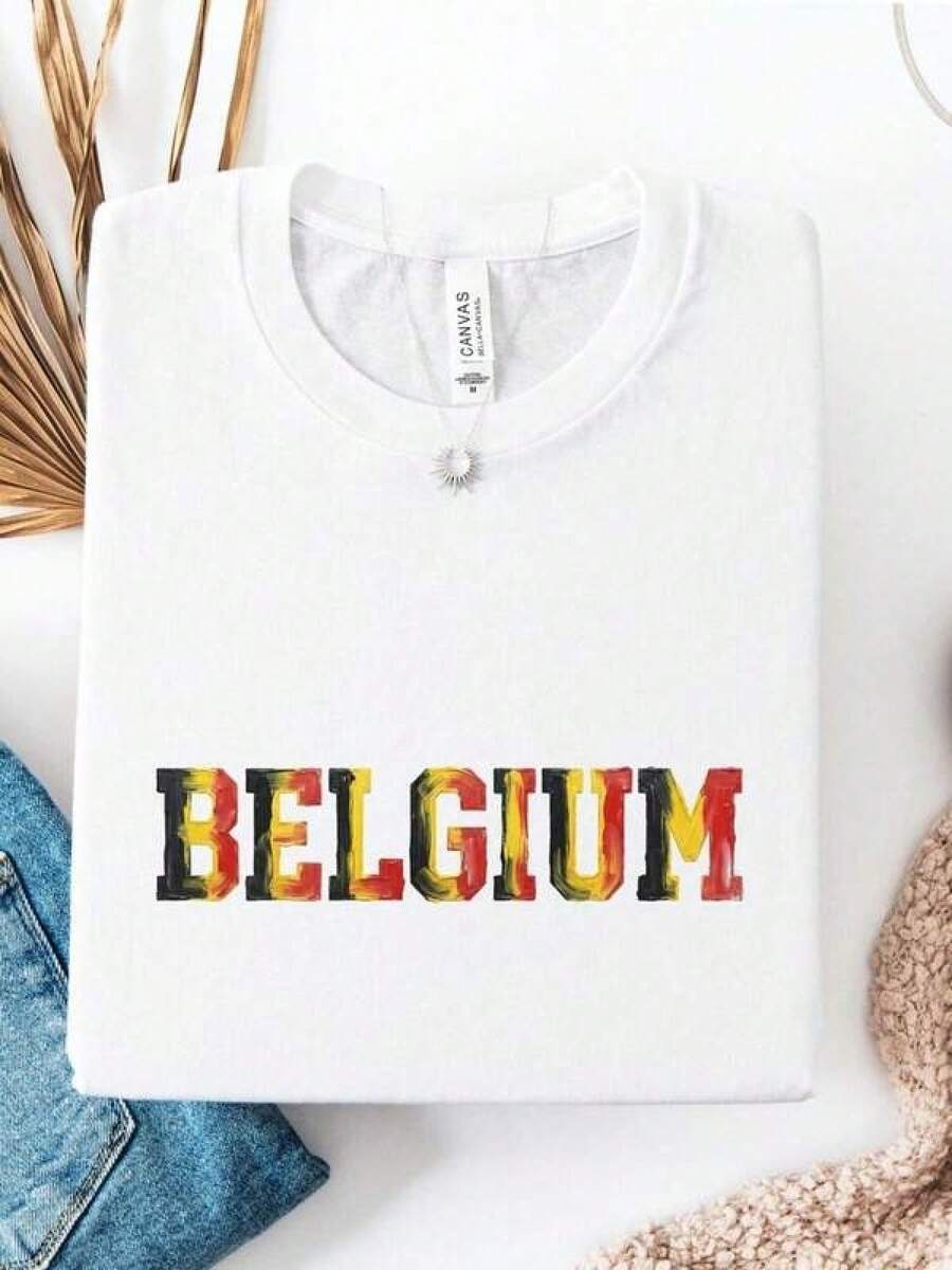 Camiseta de la Selección de Bélgica para la Copa Mundial, Ropa de Mujer, Regalo para Hombre, Amigo, Conjunto de Equipo de Fútbol - Negro - Ver 1