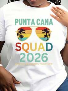 1 pieza Camiseta "Punta Cana Squad 2026 Making Memories Together Tropical Vacation" para Mujer y Hombre, Regalo para Viajes en Grupo, Atuendo para Fiesta de Playa de Verano, 180g Algodón 100%. - Negro - Ver 9