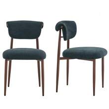 Dining Table And Chair Set Made From Bed Linen, Upholstered Kitchen Chair Without Straps, Modern Dining Chair With Curved Backrests - Black - View 1